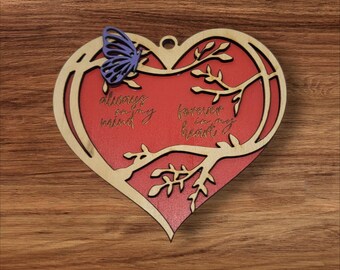 Personalized Memorial Wood Ornament: Always in My Heart