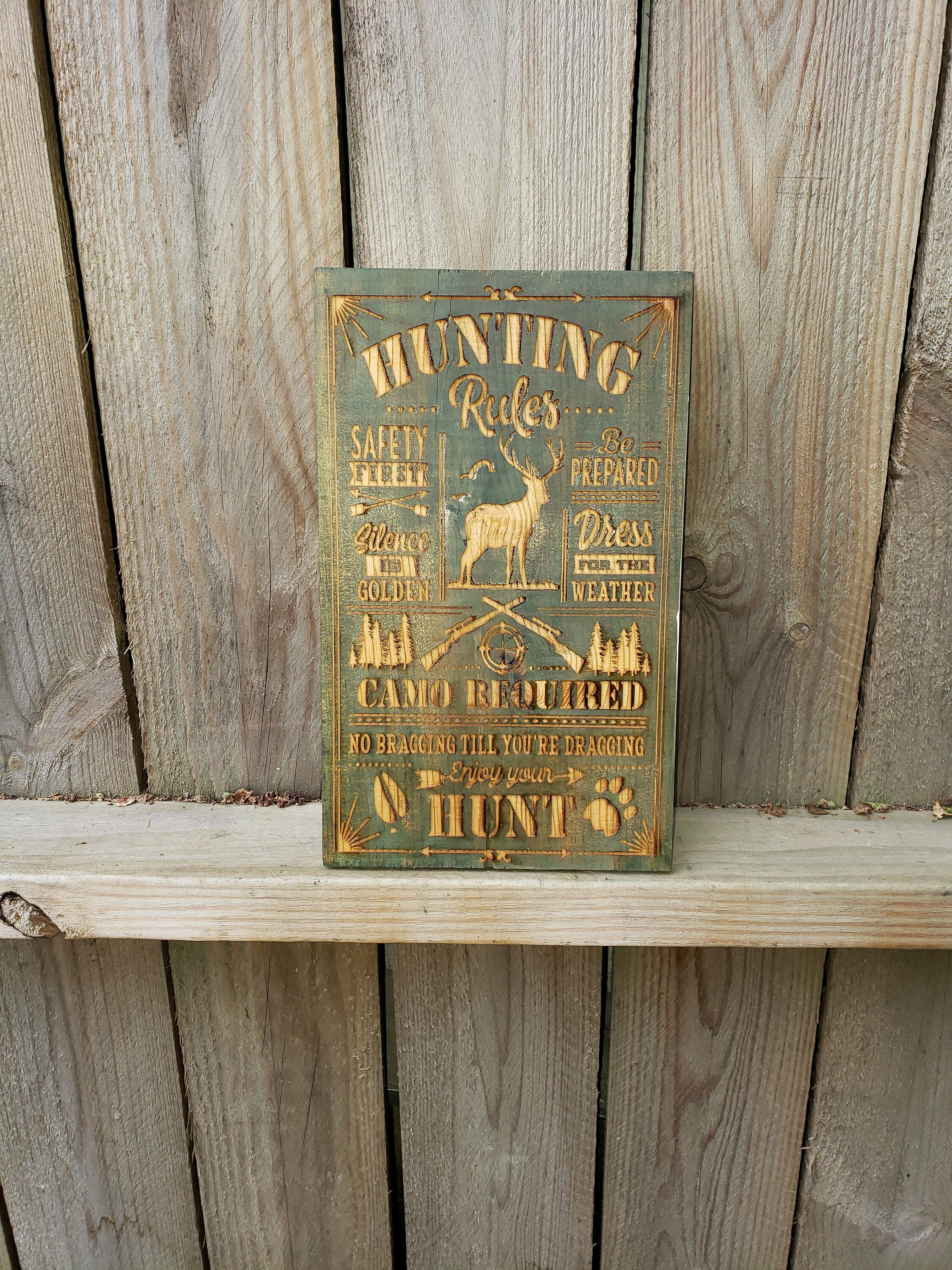 Hunting Rules Rustic Wood Sign Etsy UK