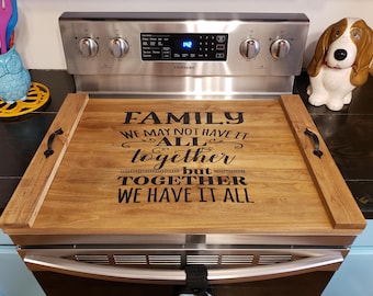 Personalized Rustic Wood Stove Top Cover: Kitchen Decor Noodle Board