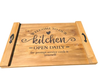 Personalized Rustic Wood Stove Top Cover: Kitchen Decor Noodle Board