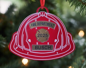 Personalized Fire Fighter Helmet Christmas Ornament