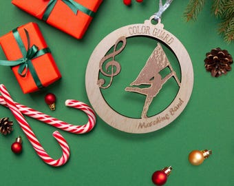 Personalized Marching Band Color Guard Christmas Ornament Wood orchestra