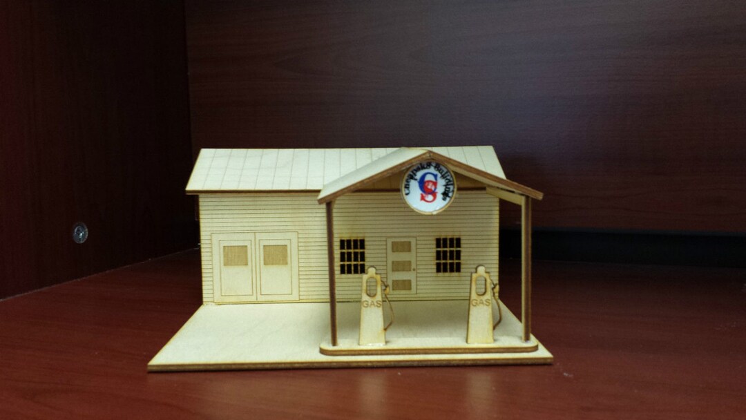 O Scale Gas Station Kit Model Railroad Train Building On30 Scale Etsy