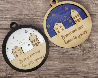 Love from our home to yours - Christmas ornament wood