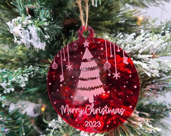 Personalized acrylic Christmas ornament with family names