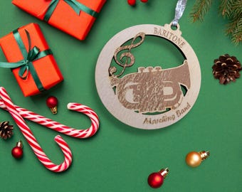 Personalized Marching Band Baritone Christmas Ornament Wood orchestra