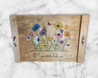 Mom's Kitchen Wild Flower Wood Stove Top Cover Noodle Board