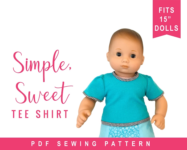 Baby Doll Tee Shirt Sewing Pattern for 15 Inch Baby Doll Etsy