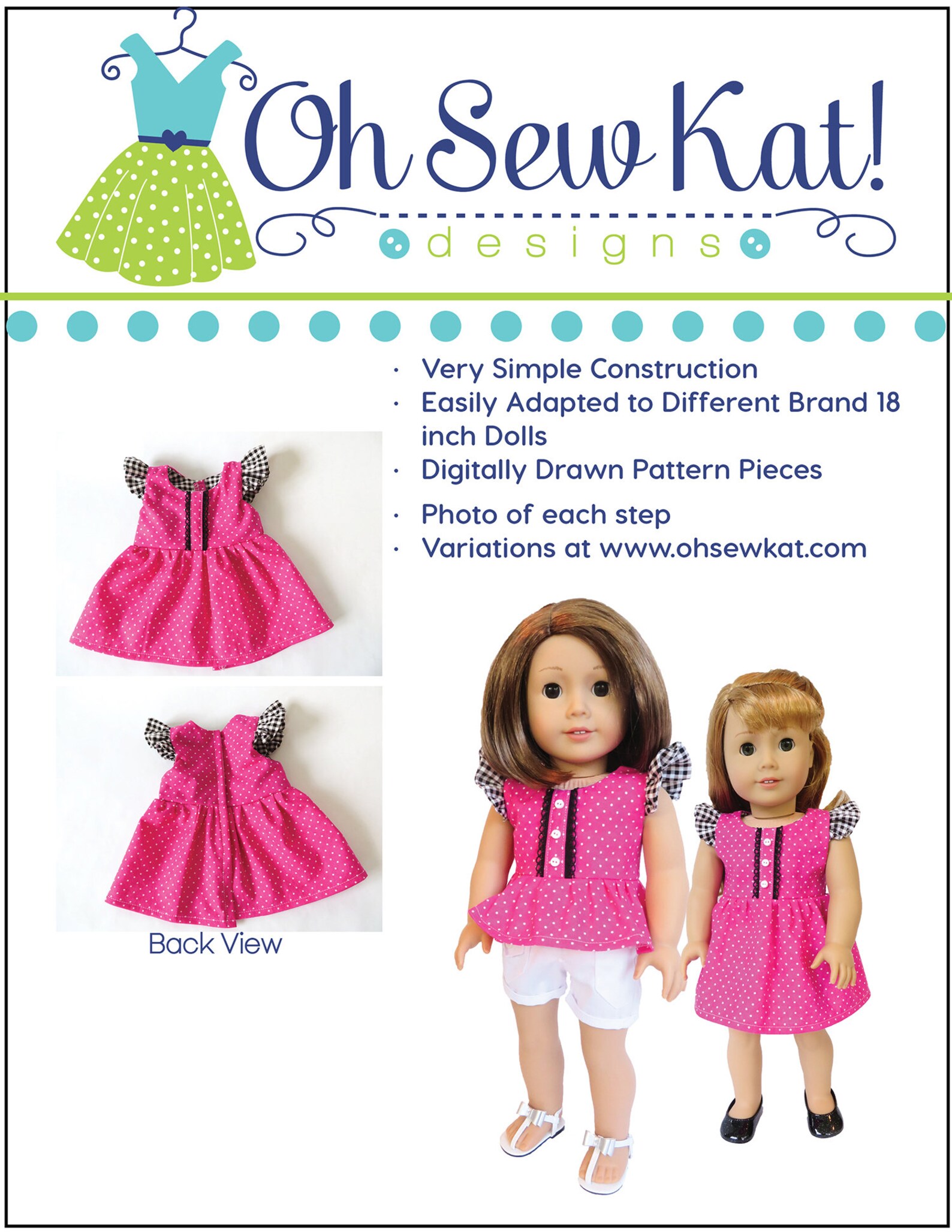 Doll Clothes Sewing Pattern for 18 Inch Doll Clothes - Flutter Sleeve ...