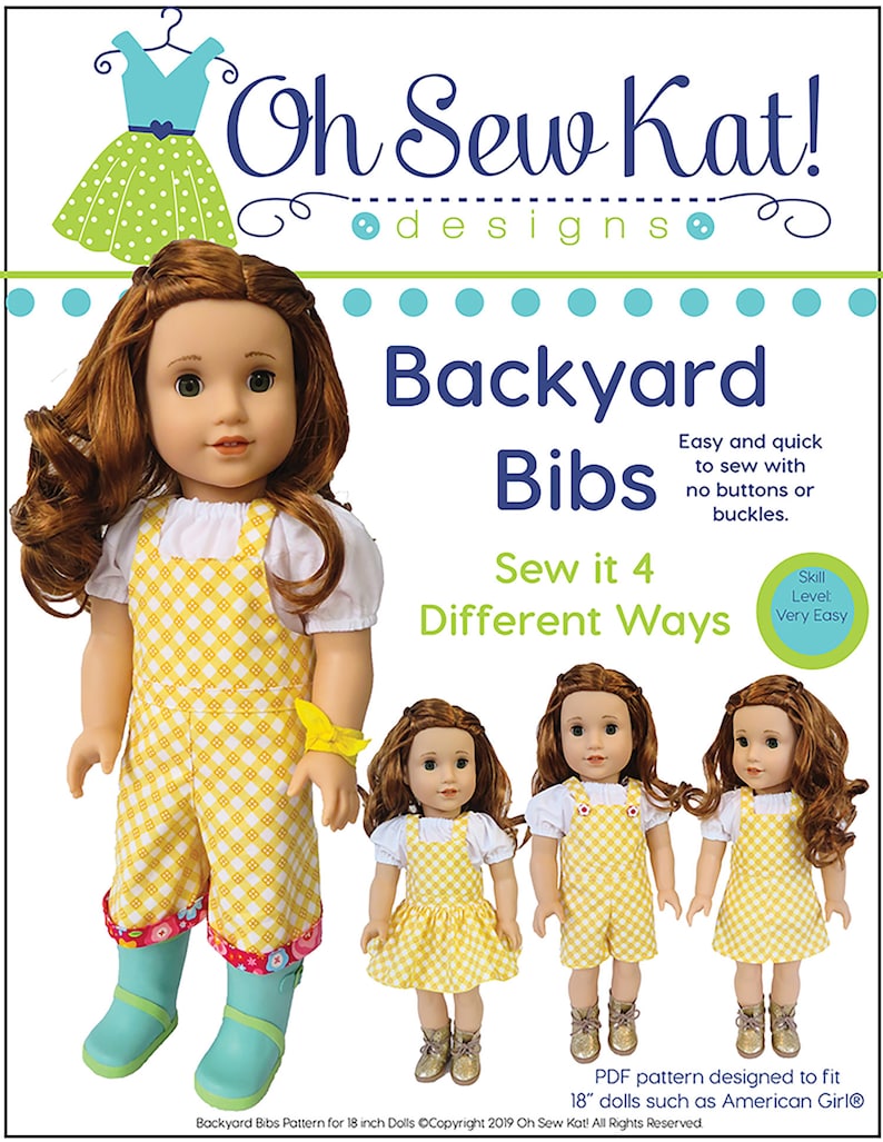 18 Inch Doll Clothes Pattern Overalls and Peasant Top Bundle Etsy