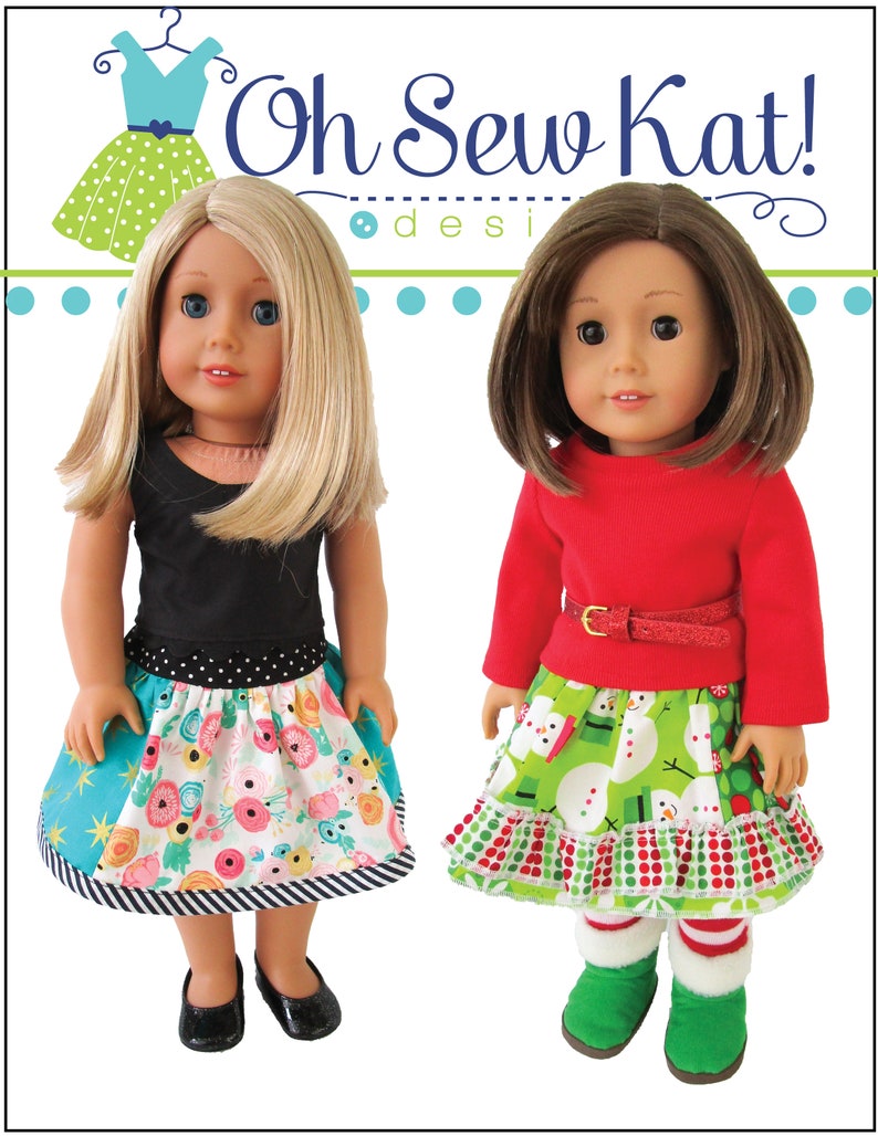 Doll Clothes Boutique Twirl Skirt Sewing PDF Pattern for 14-18 inch doll clothes, Easy patchwork skirt for Dolls, Digital pattern Oh Sew Kat image 10