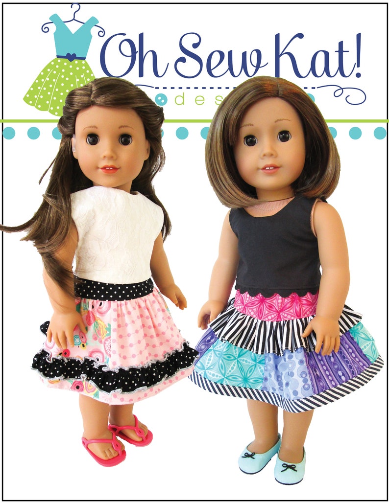 Doll Clothes Boutique Twirl Skirt Sewing PDF Pattern for 14-18 inch doll clothes, Easy patchwork skirt for Dolls, Digital pattern Oh Sew Kat image 8