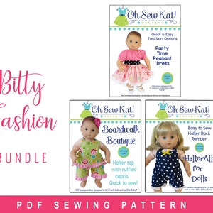 Doll Clothes Pattern for 15" baby dolls like Bitty Baby Doll Clothes - PDF Bundle of 3 Sewing Patterns that are easy to sew by OhSewKat