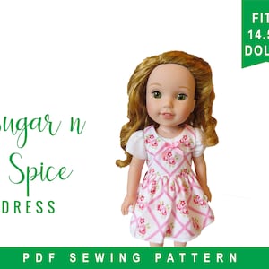 Wellie Wishers 14,5 inch Puppenkleidung Schnittmuster - Sugar n Spice Kleid & Trägerkleid PDF Digital Schnittmuster - Einfach zu nähendes Puppenkleid
