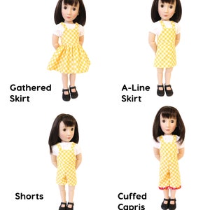 Doll Clothes Sewing Pattern A Girl for All Time doll overalls sewing pattern Backyard Bibs Romper Shortalls Skirt PDF digital pattern image 3