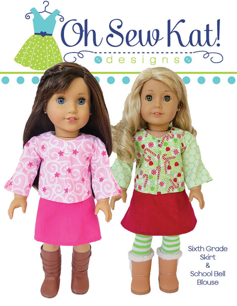 18 Doll Clothes pattern PDF Sewing Pattern for 18 inch dolls like American Girl® School Bell Blouse Doll Clothes Doll Top or Shirt image 3