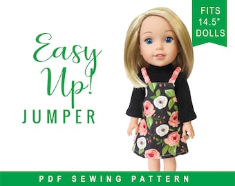 Wellie Wishers Doll Clothes Sewing pattern, for 14 inch doll like Wellie Wishers, Easy Up! Reversible Jumper, dress, easy to sew PDF pattern