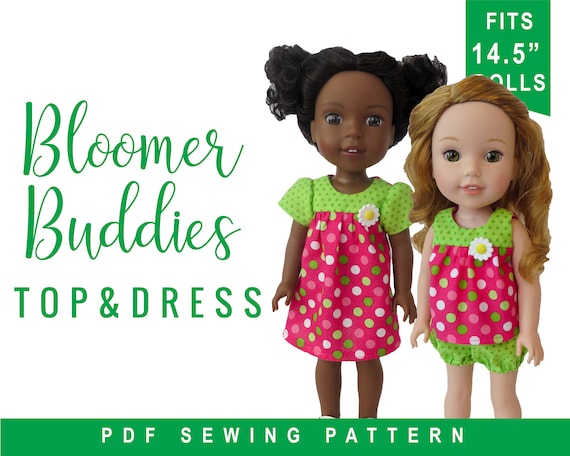 Sewing Pattern for 14.5/" Wellie wishers Doll Clothes by TKCT Romper /& Sundress