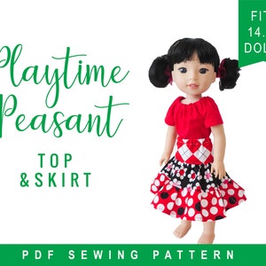 Wellie Wishers Puppenkleidung Schnittmuster passend für 14.5&quot;Puppen wie WellieWishers™ Playtime Peasant Top und Twirl Rock mit PDF Oh Sew Kat!