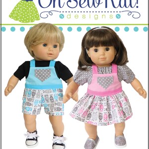 Baby Doll Clothes Sewing Pattern for 15 inch baby doll overalls sewing pattern Backyard Bibs Romper Shortalls Skirt PDF digital pattern image 4