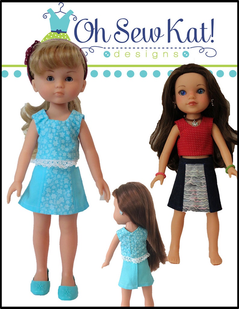 PDF Doll Clothes Sewing Pattern for 14 inch Hearts for Hearts ® and Les Cheries Doll Clothes Sixth Grade Skirt Sewing Pattern ePattern image 7