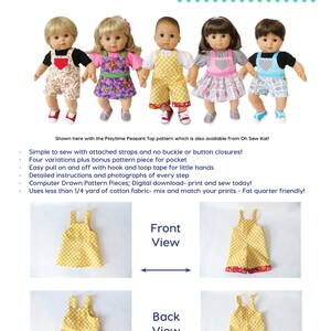 Baby Doll Clothes Sewing Pattern for 15 inch baby doll overalls sewing pattern Backyard Bibs Romper Shortalls Skirt PDF digital pattern image 7