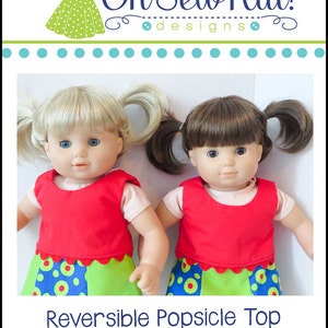 Baby Doll Clothes Sewing pattern fits dolls such as Bitty Baby and Bitty Twins Popsicle Crop Top doll shirt sewing pattern for dolls image 6