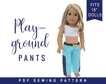 Sewing Pattern for 18" doll pants - Playground Pants Doll Clothes pattern by Oh Sew Kat!  Easy sewing pattern for boy dolls too.