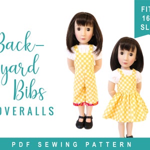 Doll Clothes Sewing Pattern A Girl for All Time doll overalls sewing pattern Backyard Bibs Romper Shortalls Skirt PDF digital pattern image 1