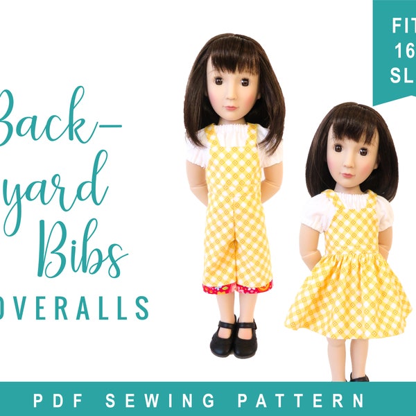 Doll Clothes Sewing Pattern - A Girl for All Time doll overalls sewing pattern - Backyard Bibs - Romper Shortalls  Skirt PDF digital pattern