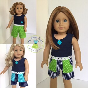 Sewing pattern for 18 inch doll clothes, DIY pattern for dolls like American Girl ® Sandbox Shorts in 3 styles working pockets, PDF image 4