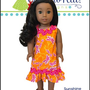 18 inch doll clothes sewing pattern for 3 styles of Sunshine Dress, easy to sew patterns for 18 dolls, PDF printable download image 9