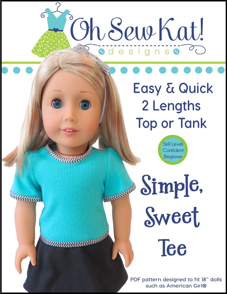 Doll Tee Shirt Sewing Pattern for 18 inch Doll Clothes Simple Etsy