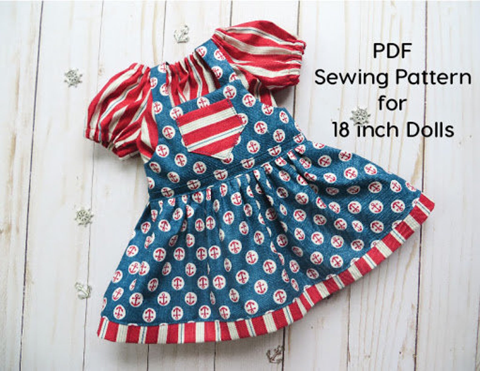 PDF Sewing Pattern for 18 Inch Doll Clothes, Overalls and Peasant Top ...