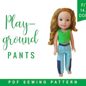Wellie Wishers Doll Clothes Sewing Pattern fits dolls like WellieWishers™ Playground Pants  Pants for boy dolls & Hearts for Hearts dolls