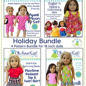 18 inch doll clothes PDF Sewing Pattern Bundle for 18 inch American Girl ® Doll Clothes 4 patterns ePattern easy to sew doll clothes image 2