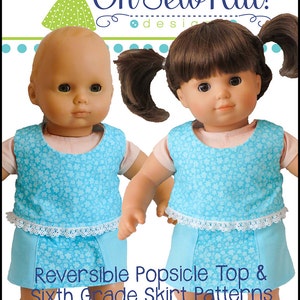 Baby Doll Clothes Sewing pattern fits dolls such as Bitty Baby and Bitty Twins Popsicle Crop Top doll shirt sewing pattern for dolls image 3
