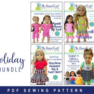 18 inch doll clothes PDF Sewing Pattern Bundle for 18 inch American Girl ® Doll Clothes 4 patterns ePattern easy to sew doll clothes image 1