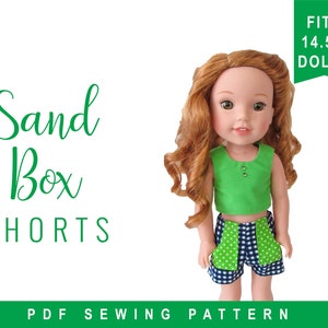Wellie Wishers Doll Clothes PDF Sewing Pattern to make doll clothes for 14.5&quot; dolls Doll Clothes - Sandbox Shorts Easy to Sew pattern