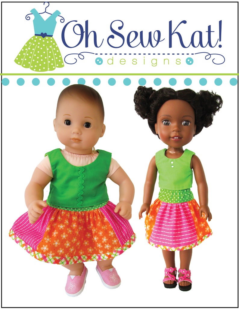 Doll Clothes Boutique Twirl Skirt Sewing PDF Pattern for 14-18 inch doll clothes, Easy patchwork skirt for Dolls, Digital pattern Oh Sew Kat image 6