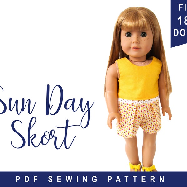 doll clothes sewing pattern for 18 inch doll clothes - 18" Doll Skort PDF Pattern to make Shorts Skirt  PDF digital pattern by oh sew Kat