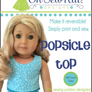 18 inch Doll Clothing Sewing Pattern Popsicle Crop Top doll shirt ePattern easy to sew Oh Sew Kat PDF Sewing pattern digital download image 2