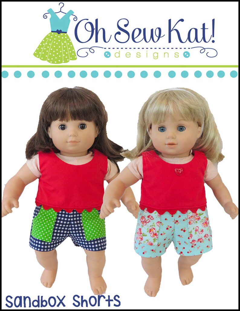 Baby Doll Clothes Sewing pattern fits dolls such as Bitty Baby and Bitty Twins Popsicle Crop Top doll shirt sewing pattern for dolls image 7