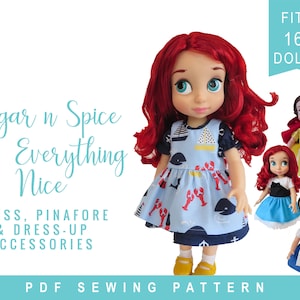 Animator Doll Clothes Sewing Pattern Princess Animators Doll Clothes  Princess Dress Up Bundle - Sugar n spice dress and accessory patterns
