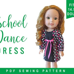 Wellie Wishers Puppenkleidung Schnittmuster passend für 14.5&quot; Puppen wie WellieWishers™ - School Dance Dress PDF pattern by Oh Sew Kat!