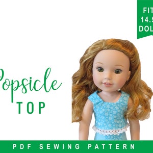 Wellie Wishers Doll Clothes Sewing pattern fits dolls such as WellieWishers - Doll Clothes - Popsicle Crop Top - doll shirt easy to sew