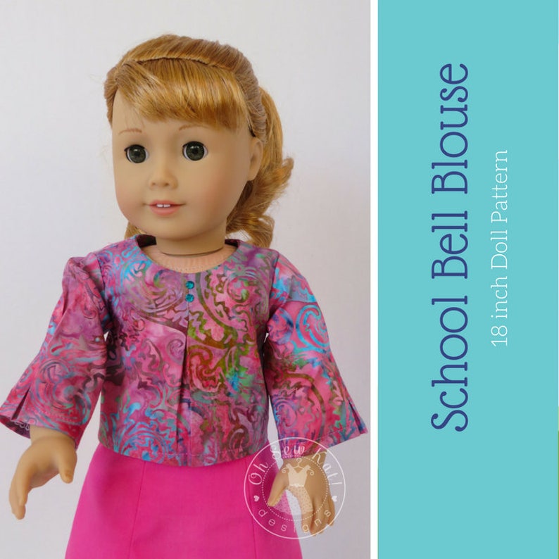 18 Doll Clothes pattern PDF Sewing Pattern for 18 inch dolls like American Girl® School Bell Blouse Doll Clothes Doll Top or Shirt image 9