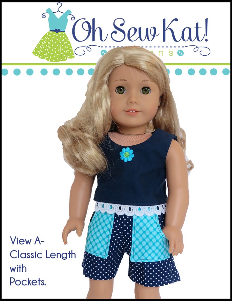 Sewing pattern for 18 inch doll clothes, DIY pattern for dolls like American Girl ® Sandbox Shorts in 3 styles working pockets, PDF image 6