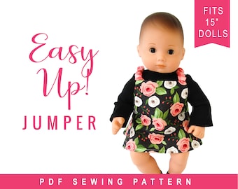 Doll Clothes Sewing Pattern for 15 inch baby doll clothes - Reversible Pull on Jumper sewing pattern - Easy Up! PDF pattern by OhSewKat