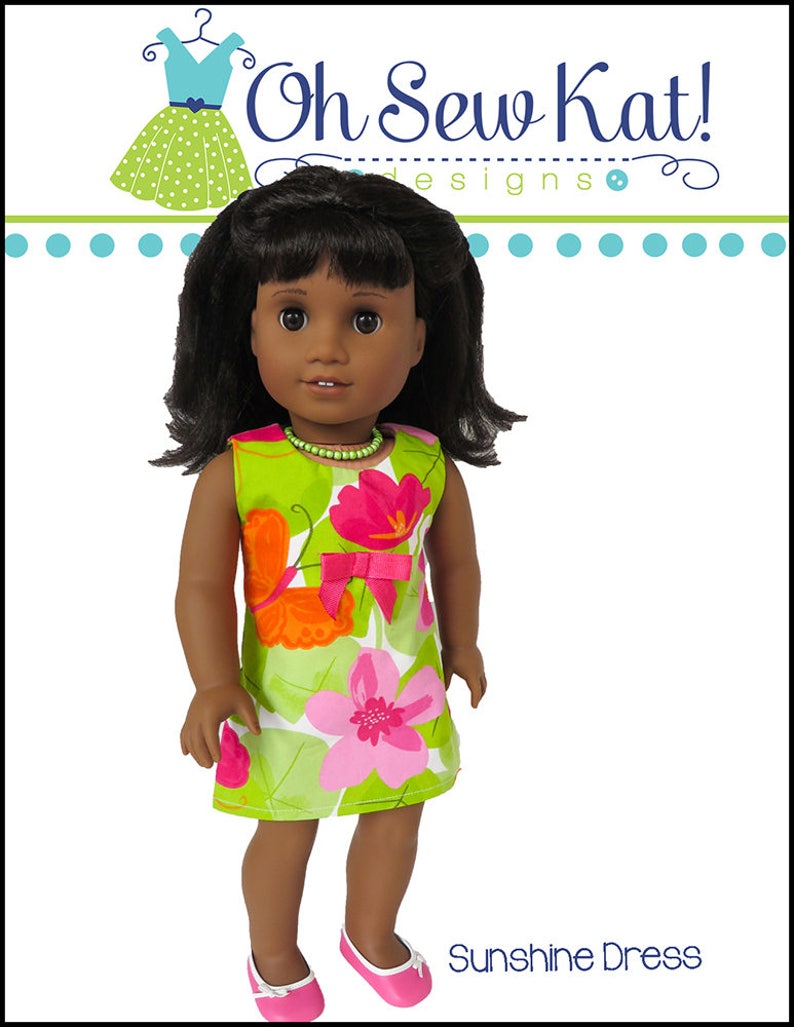 18 inch doll clothes sewing pattern for 3 styles of Sunshine Dress, easy to sew patterns for 18 dolls, PDF printable download image 8